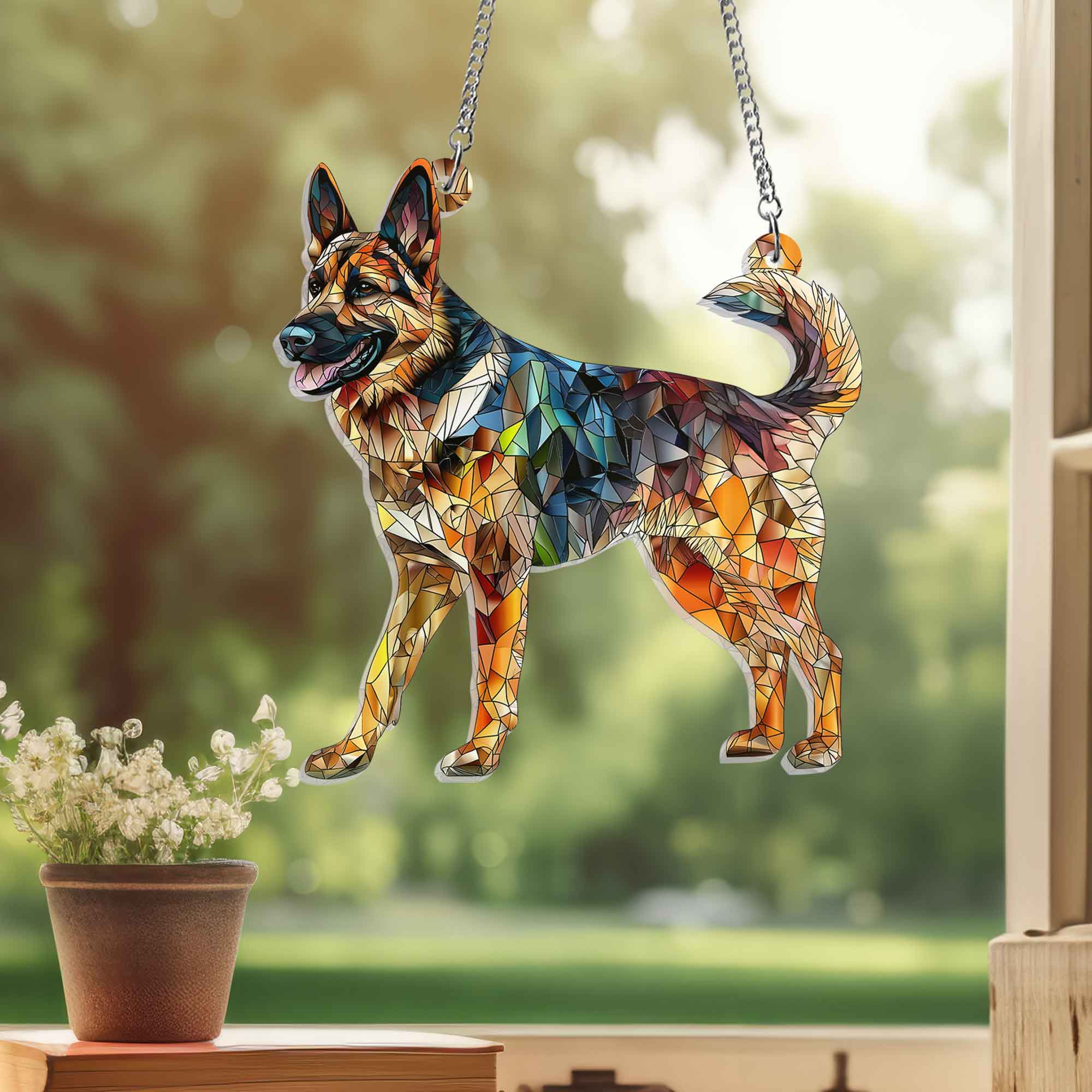 German Shepherd Acrylic Suncatcher Window Hanging