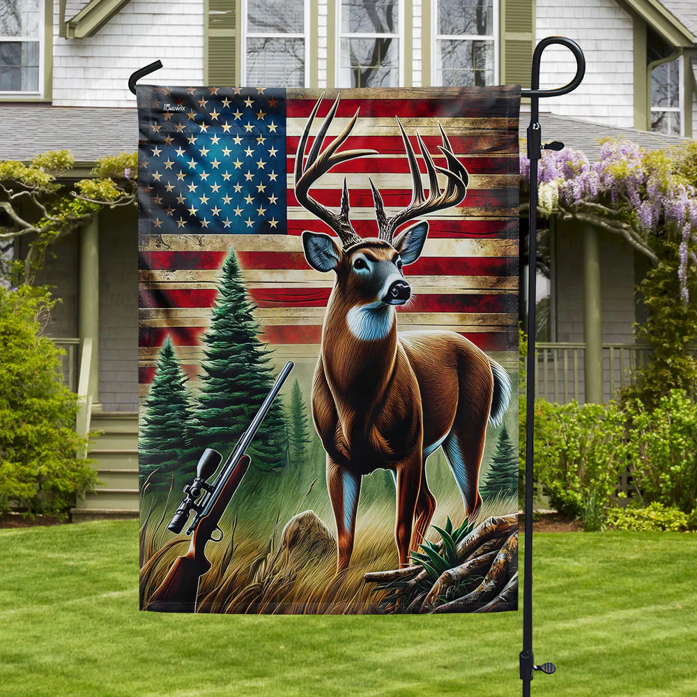 Deer Hunting American Flag