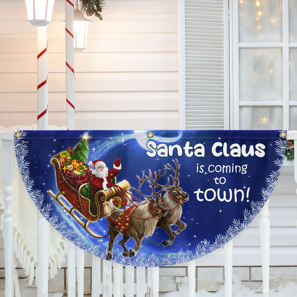 Santa Claus Is Coming Christmas Non-Pleated Fan Flag