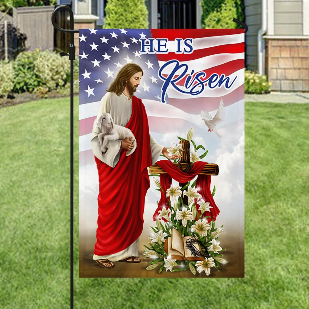 Easter Jesus He Is Risen American Flag