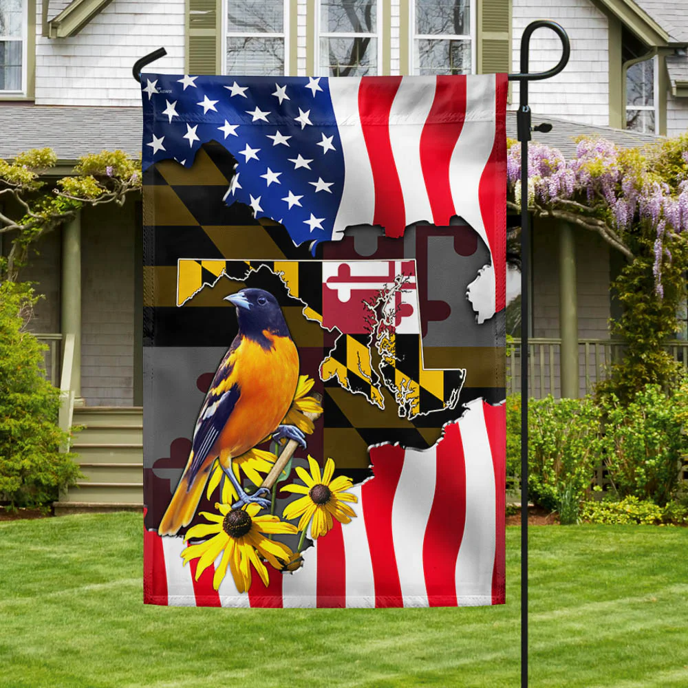 Maryland Flag Baltimore Oriole And Black-eyed Susan, Maryland US Flag