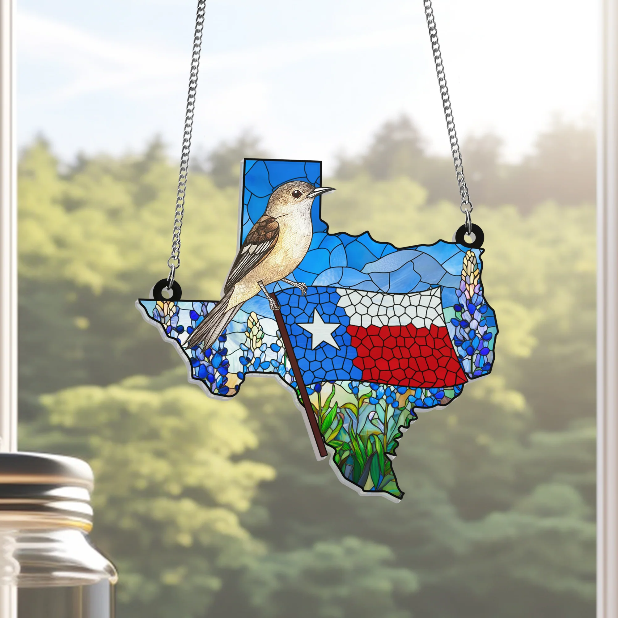 Texas Northern Mockingbird Suncatcher Acrylic Hanging VTM340ASn