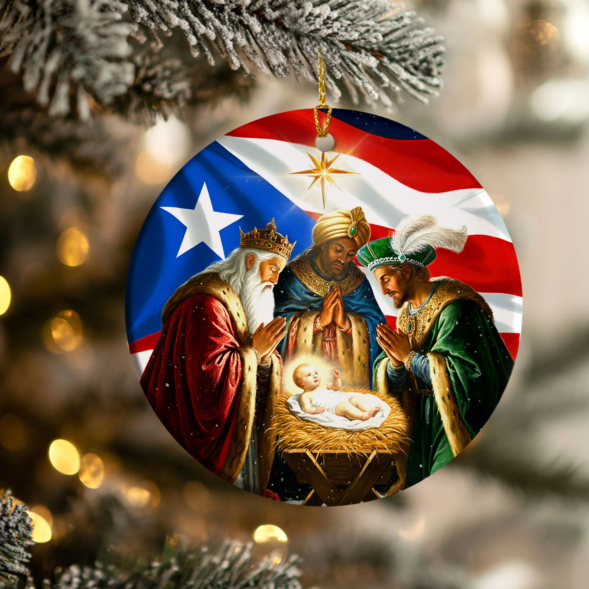 We Three Kings Christmas Ceramic Ornament for Christian Holiday Decor