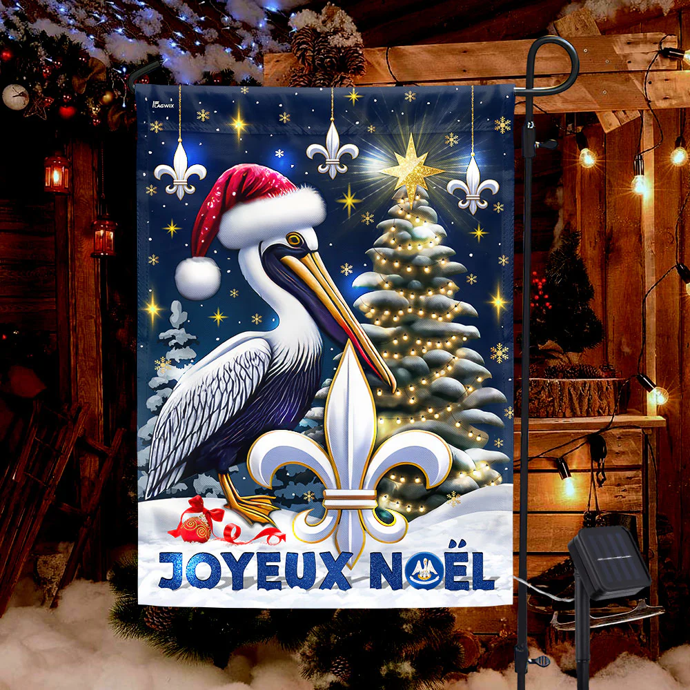 Louisiana Christmas Cajun Christmas Joyeux Noel Solar LED Garden Flag