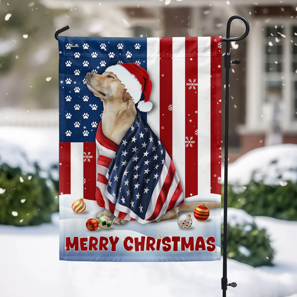 Labrador Retriever Christmas Flag | Patriotic Dog Christmas Decor