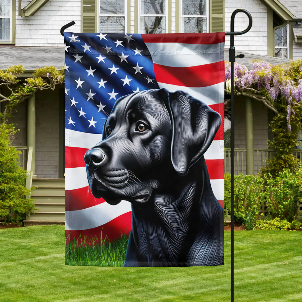 Bimipi  Black Labrador Dog American Flag