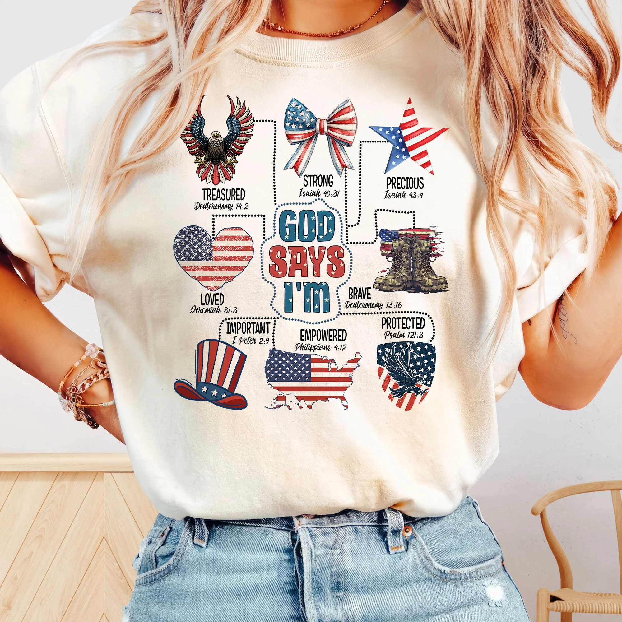 Independence Day, Gift for 4th of july, American Flag, God Says I Am Comfort Colors T-shirt