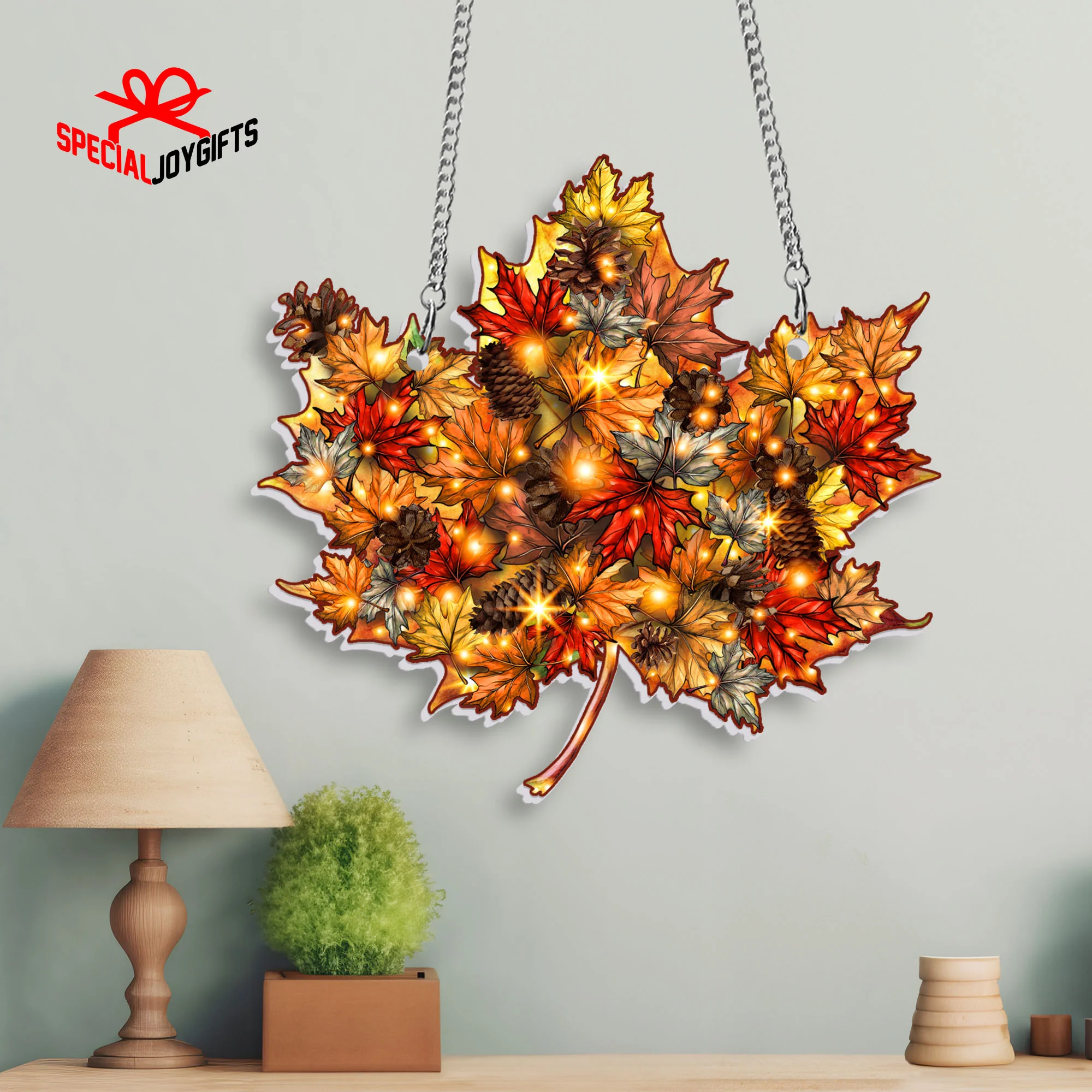 Fall Maple Leaf Suncatcher - Autumn Window Hanging for Home Decor