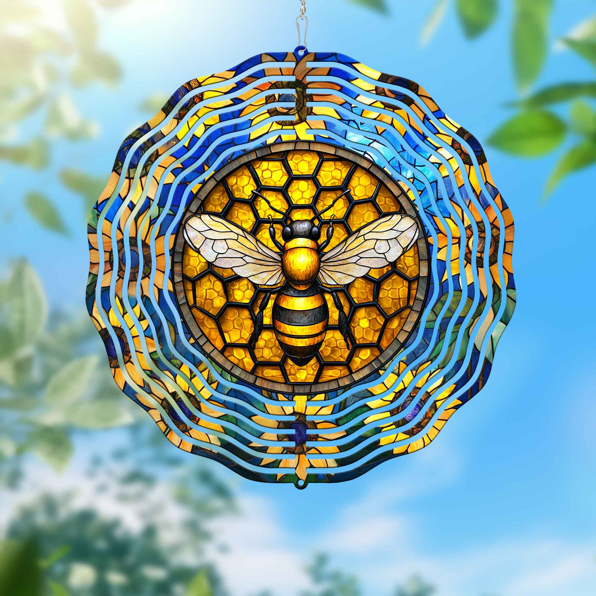 Bee Sunflowers Wind Spinner 3-Day Shipping