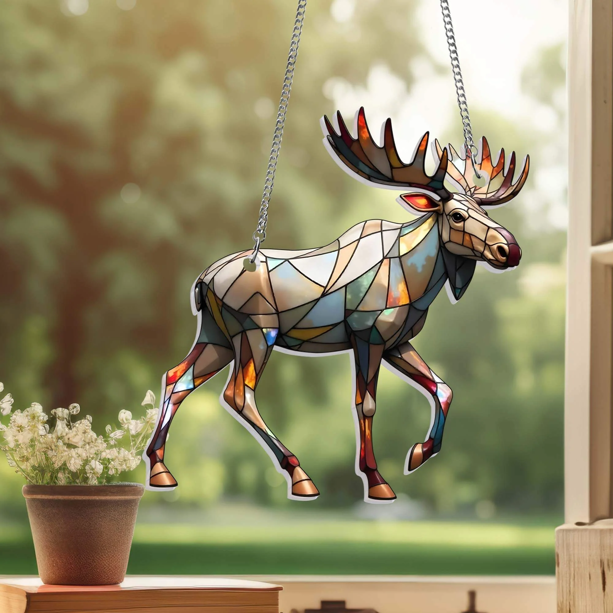 Moose Suncatcher Acrylic Hanging Sign