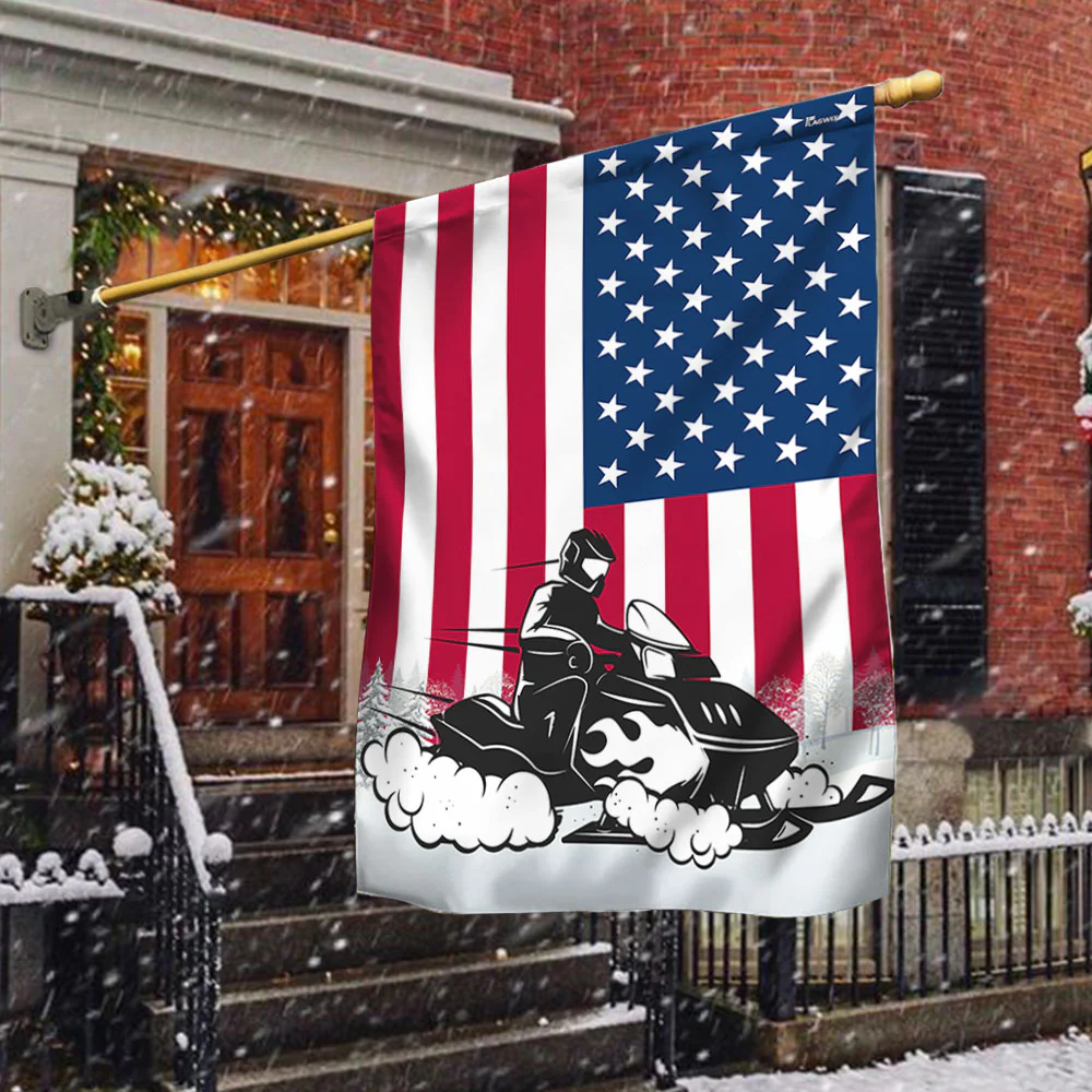 Snowmobile Patriotic American Flag
