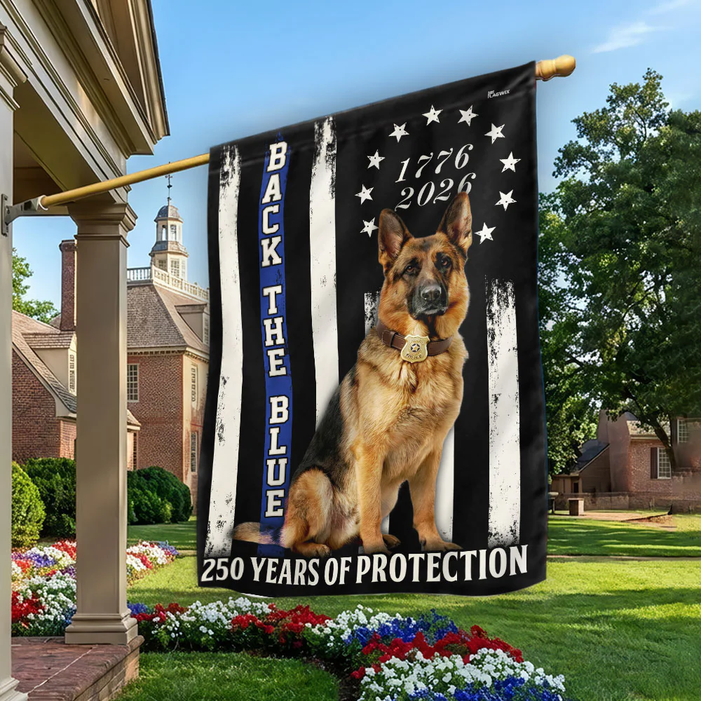 German Shepherd Thin Blue Line Flag, 250 Years of Protection US Flag