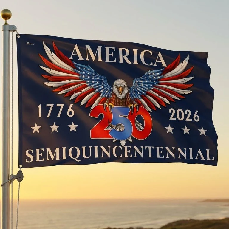 Bimipi American Flag - America 250th Anniversary Semiquincentennial Eagle Grommet Flag