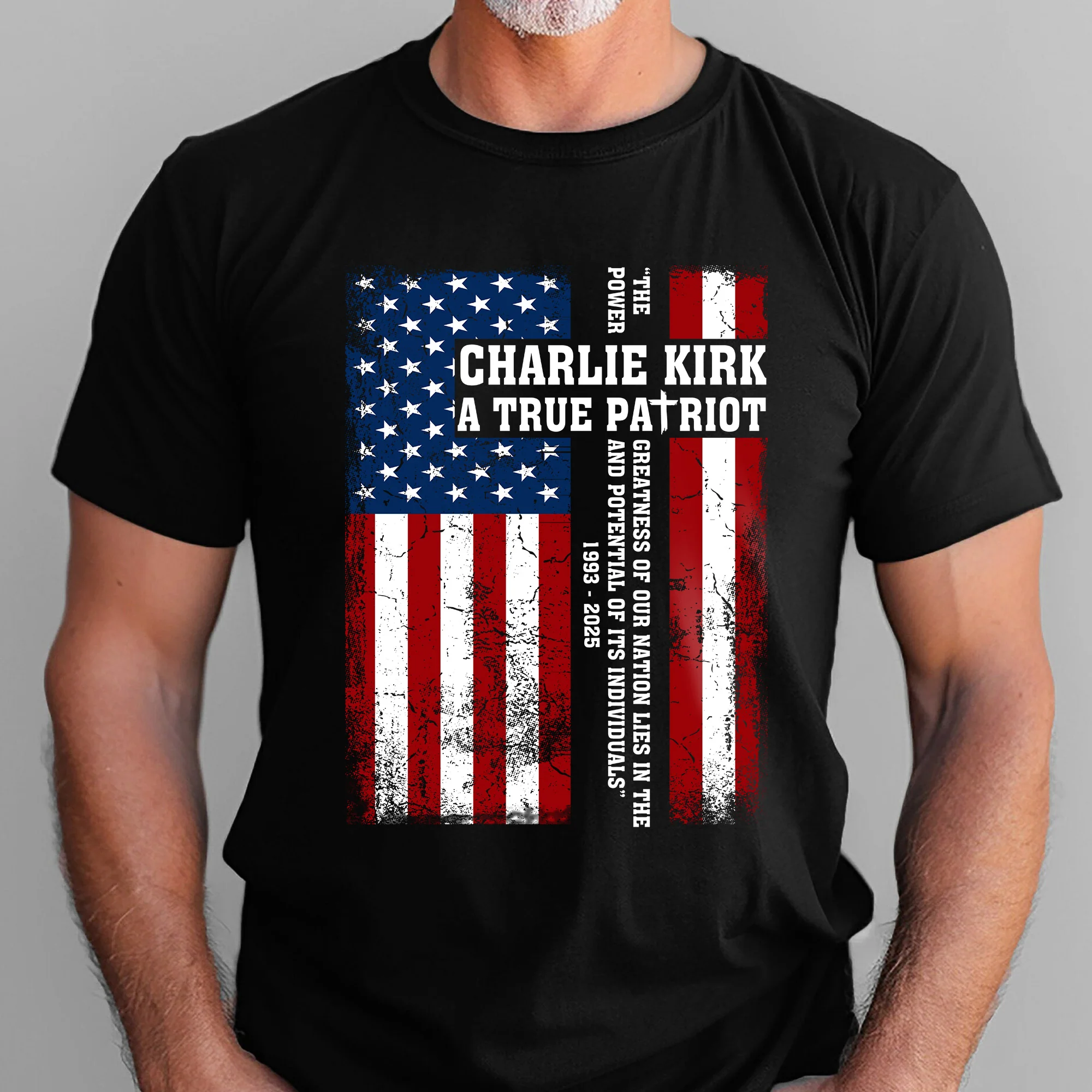 Charlie Kirk A True Patriot T-Shirt - Patriotic American Flag Bella Canvas Shirt