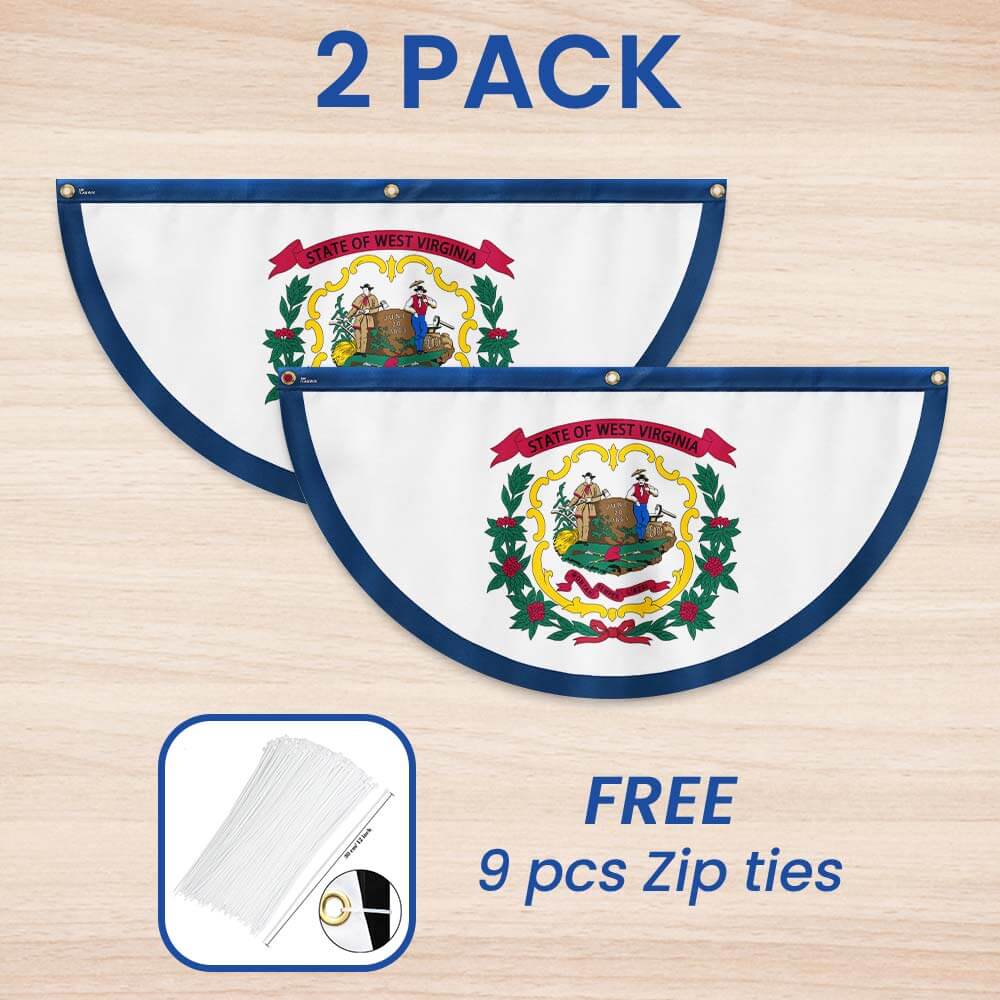 West Virginia Non-Pleated Fan Flag