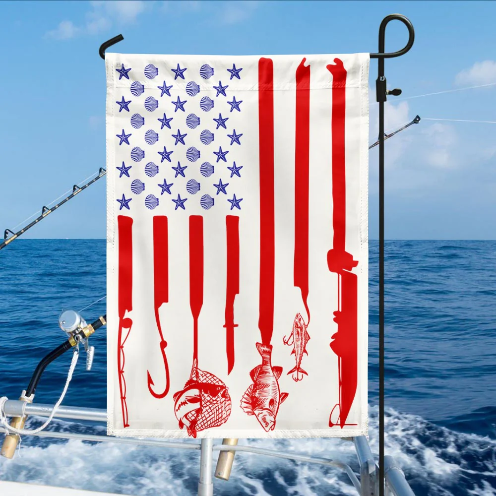 Fishing Fisherman American Flag