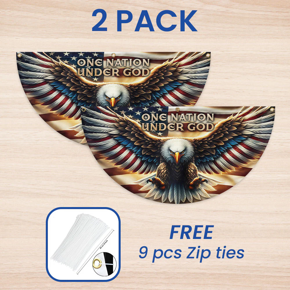 One Nation Under God Patriotic Eagle Non-Pleated Fan Flag