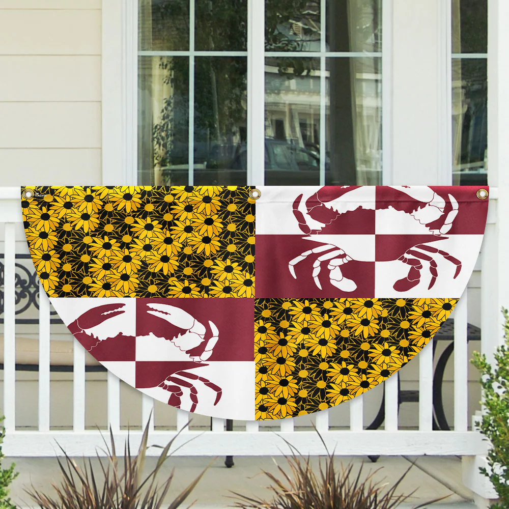 Maryland State Crab and Black-eyed Susan Flower Maryland Non-Pleated Flag