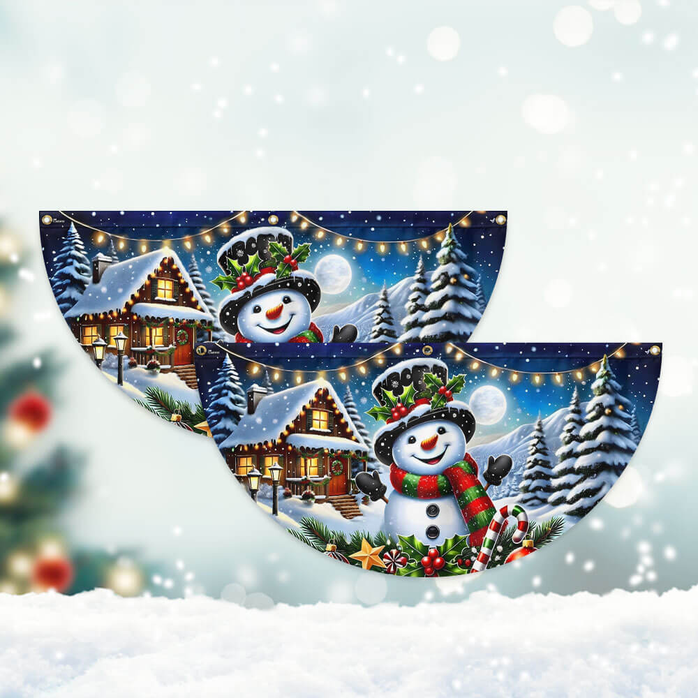 Snowman Winter Christmas Non-Pleated Fan Flag