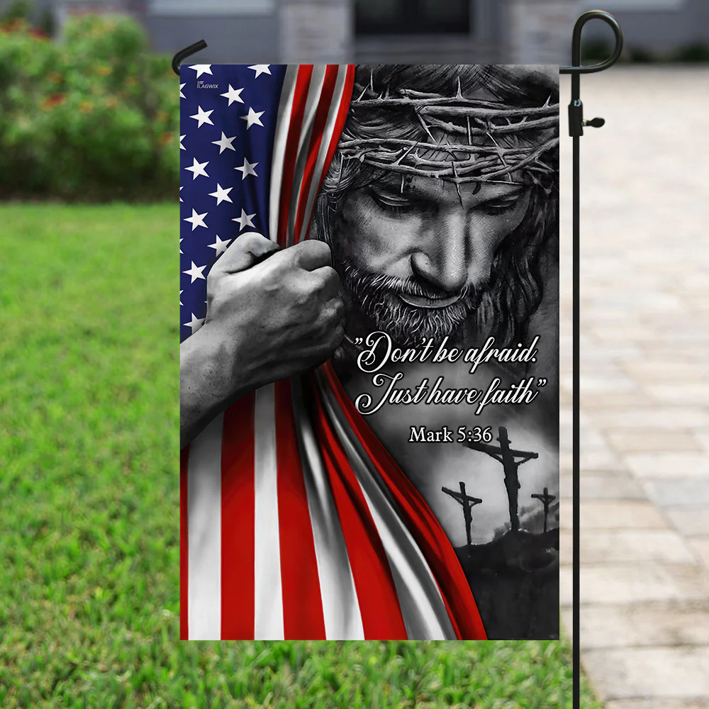 Bimipi™ Jesus American Flag Don’t Be Afraid, Just Have Faith Flag 3-Day Shipping