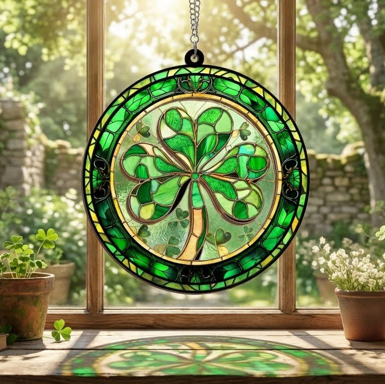 Irish Shamrock Suncatcher - 2-Layered Hanging Decoration - Perfect Gift for Irish Pride & Home Decor 3-Day Shipping