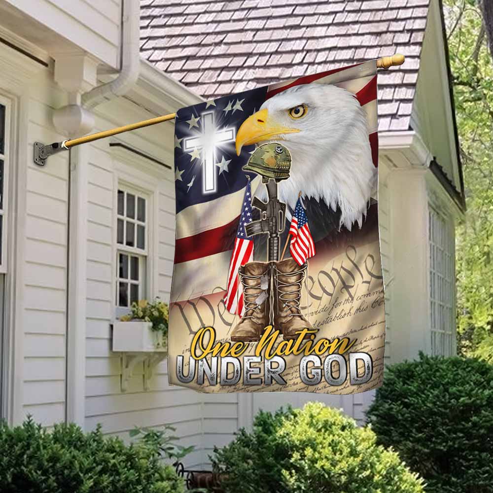 Bimipi American Flag - One Nation Under God, Christian Cross Memorial American Eagle Flag