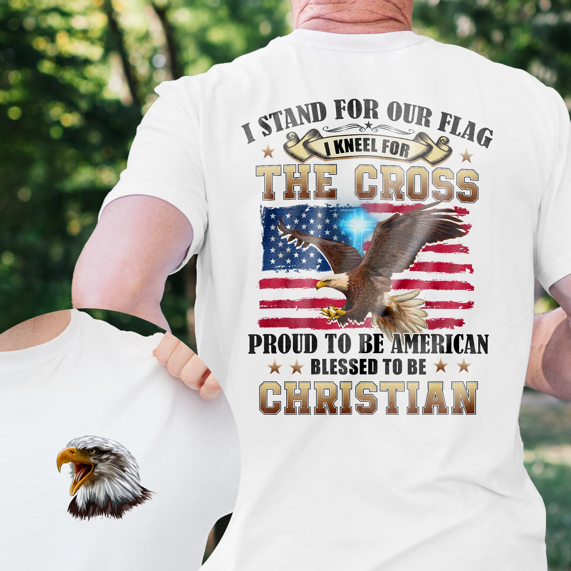 Proud To Be American Blessed To Be Christian Eagle Patriot American T-Shirt