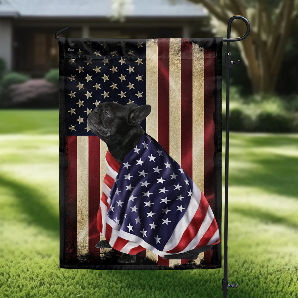Bimipi American Flag - Patriotic Black French Bulldog American Flag