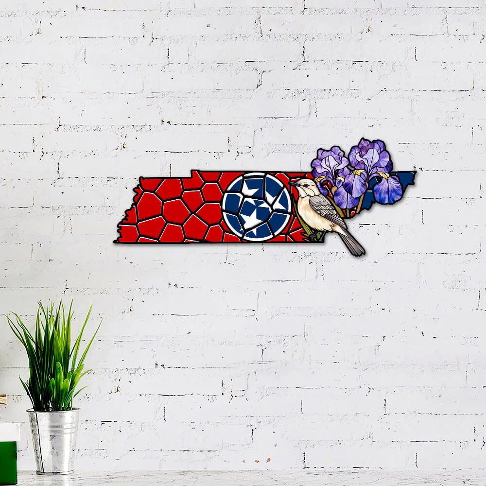 Tennessee State Mockingbird and Iris Flower Metal Sign TPT1035MSv5