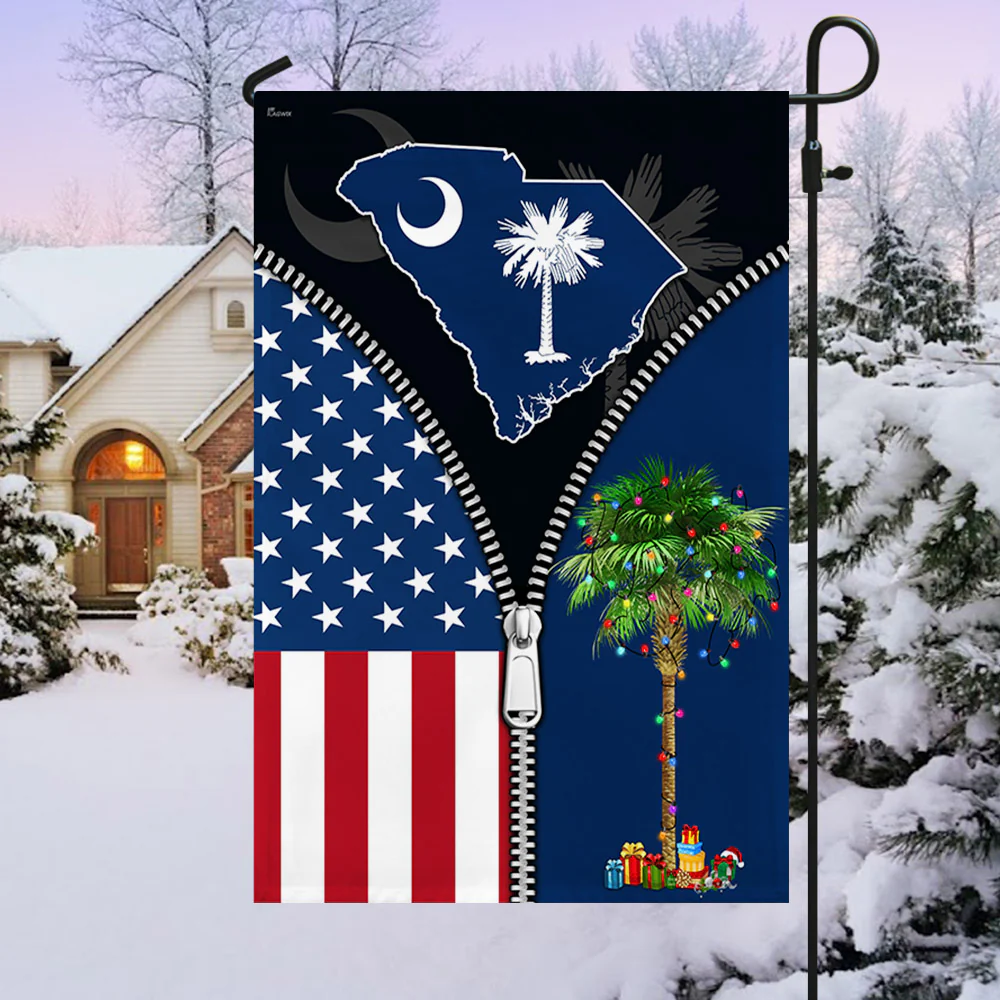 South Carolina Palm Tree Christmas American Flag