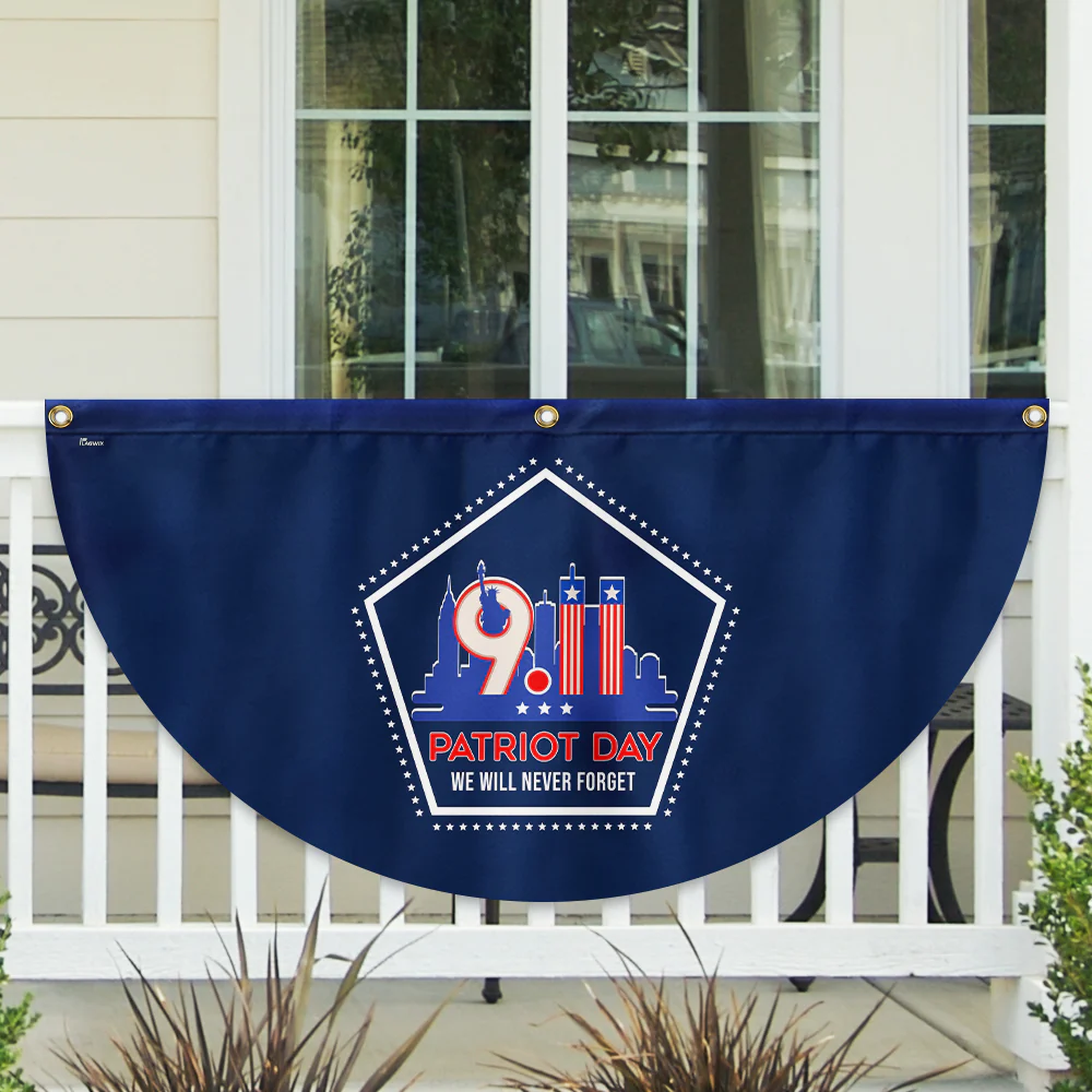 911 Patriot Day September 11 Never Forget 9/11 Non-Pleated Fan Flag 3-Day Shipping