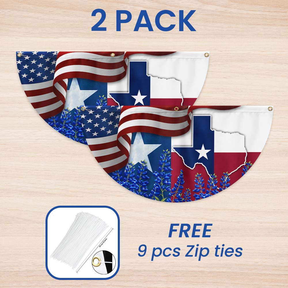 Texas Bluebonnet Non-Pleated Fan Flag