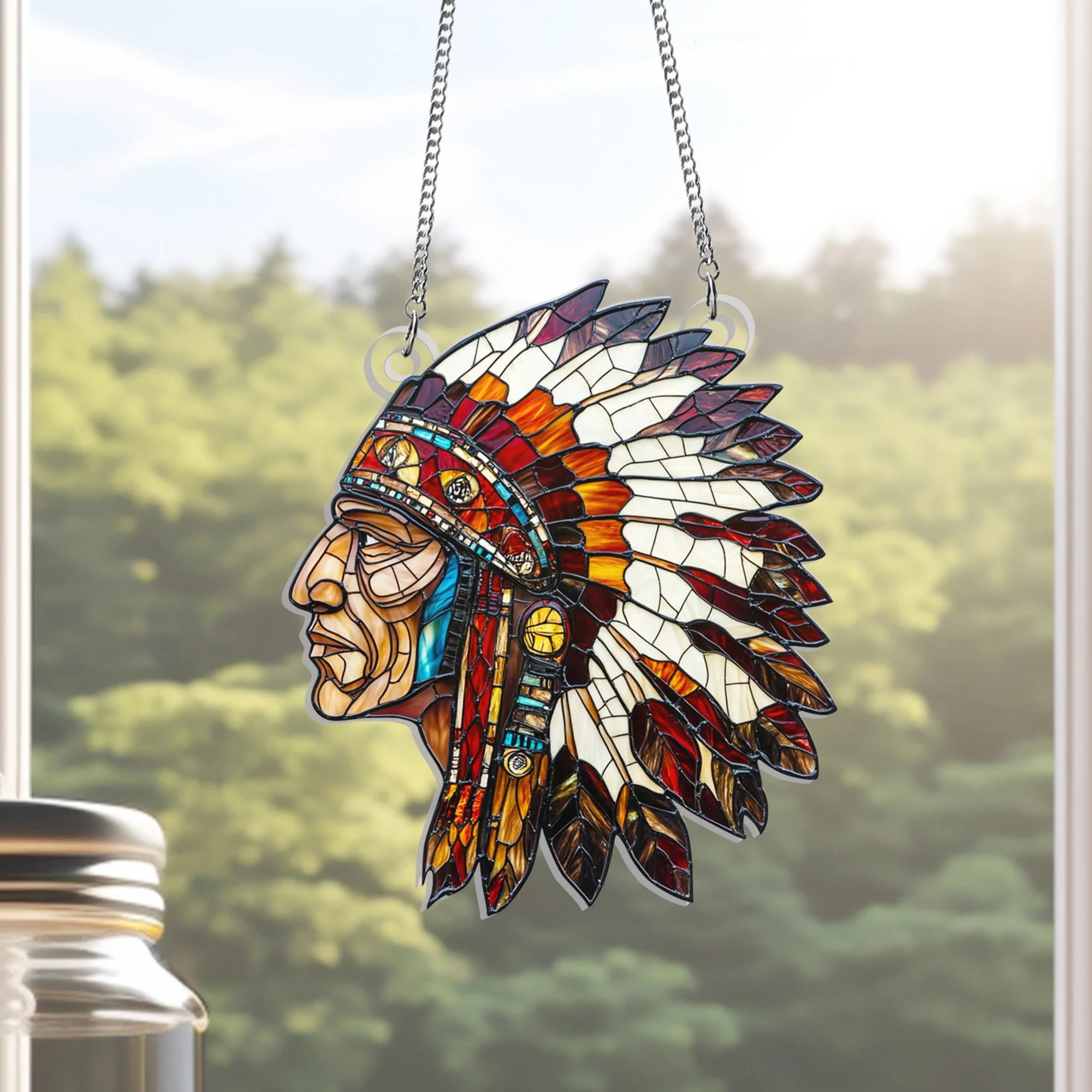 Native American Suncatcher Acrylic Hanging Sign