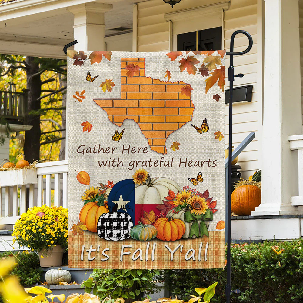 It's Fall Y'all Halloween Pumpkin Fall Texas Flag TPT1132Fv2