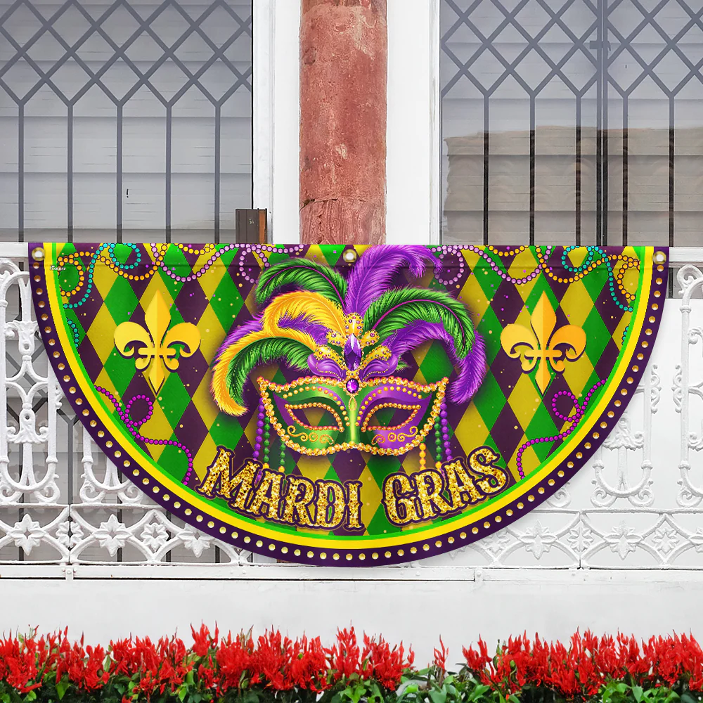 Mardi Gras Non-Pleated Fan Flag, Trending Party Vibes in 2026