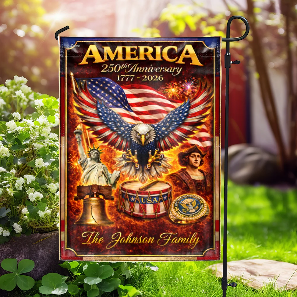 Personalized America 250th Anniversary Flag, Fire Flame Eagle Flag