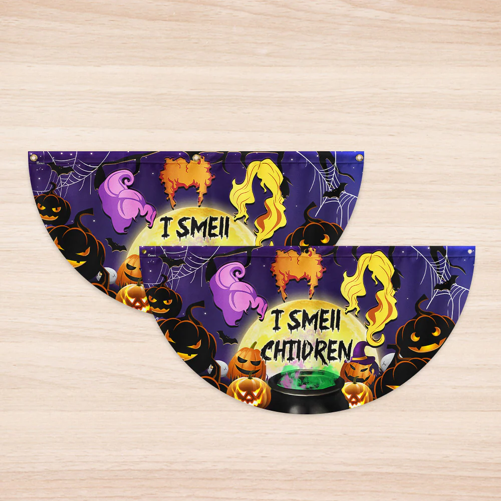 Halloween Three Witches I Smell Children Non-Pleated Fan Flag