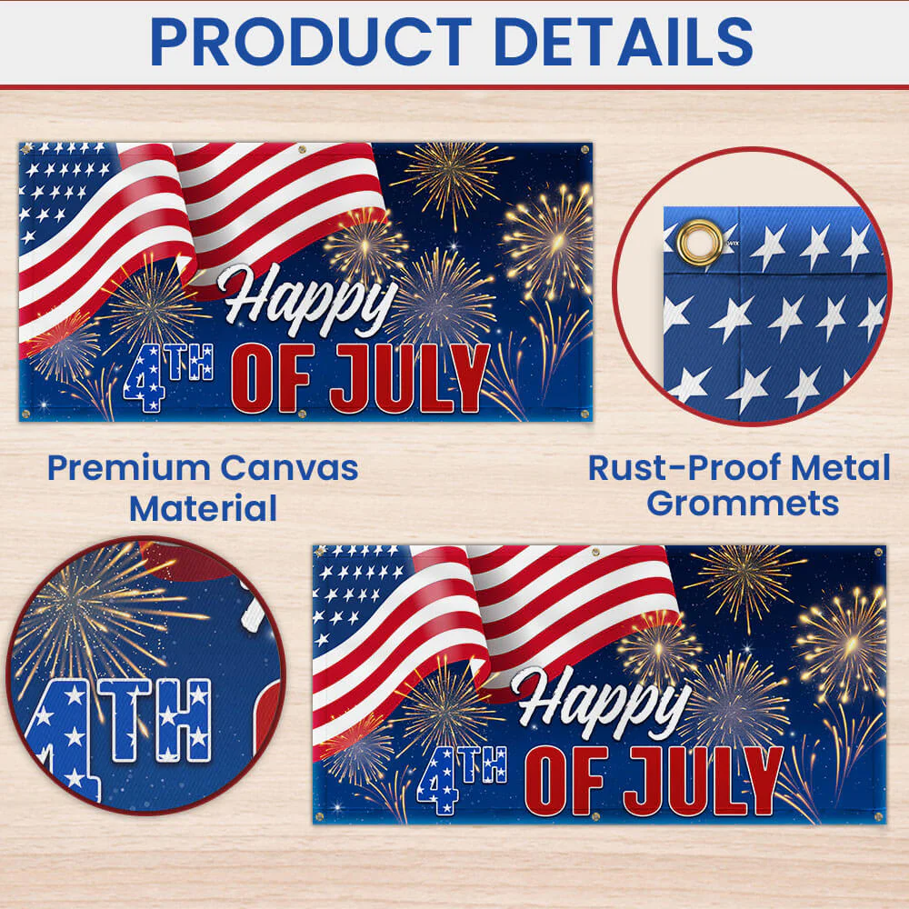 Happy 4th of july Independence Day  Patriotic American Fence Banner