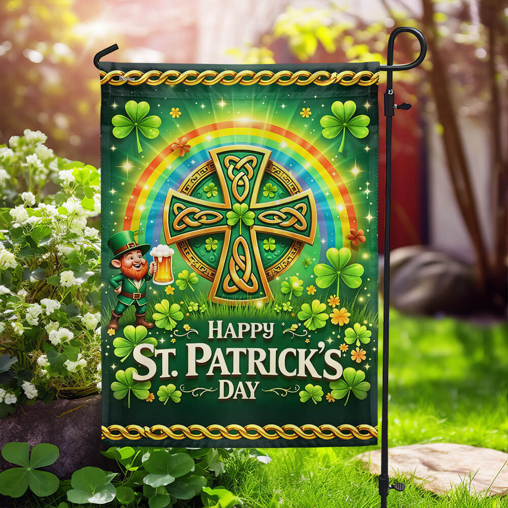 Happy St. Patrick's Day Celtic Irish Cross Flag