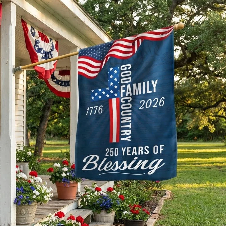 American Patriotic Flag, 250 Years of Blessing God 1776 2026 Flag - 3-Day Shipping