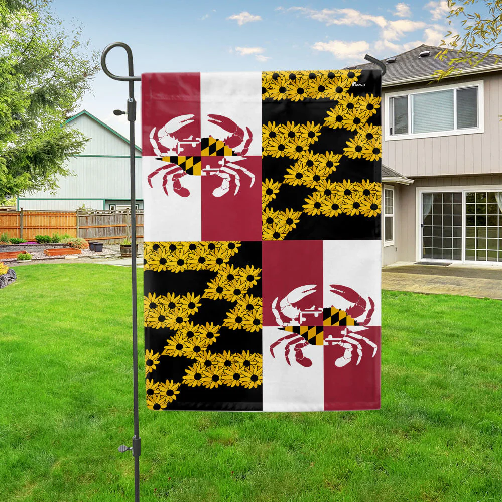 Maryland State Crab and Black-eyed Susan Flower Maryland Flag