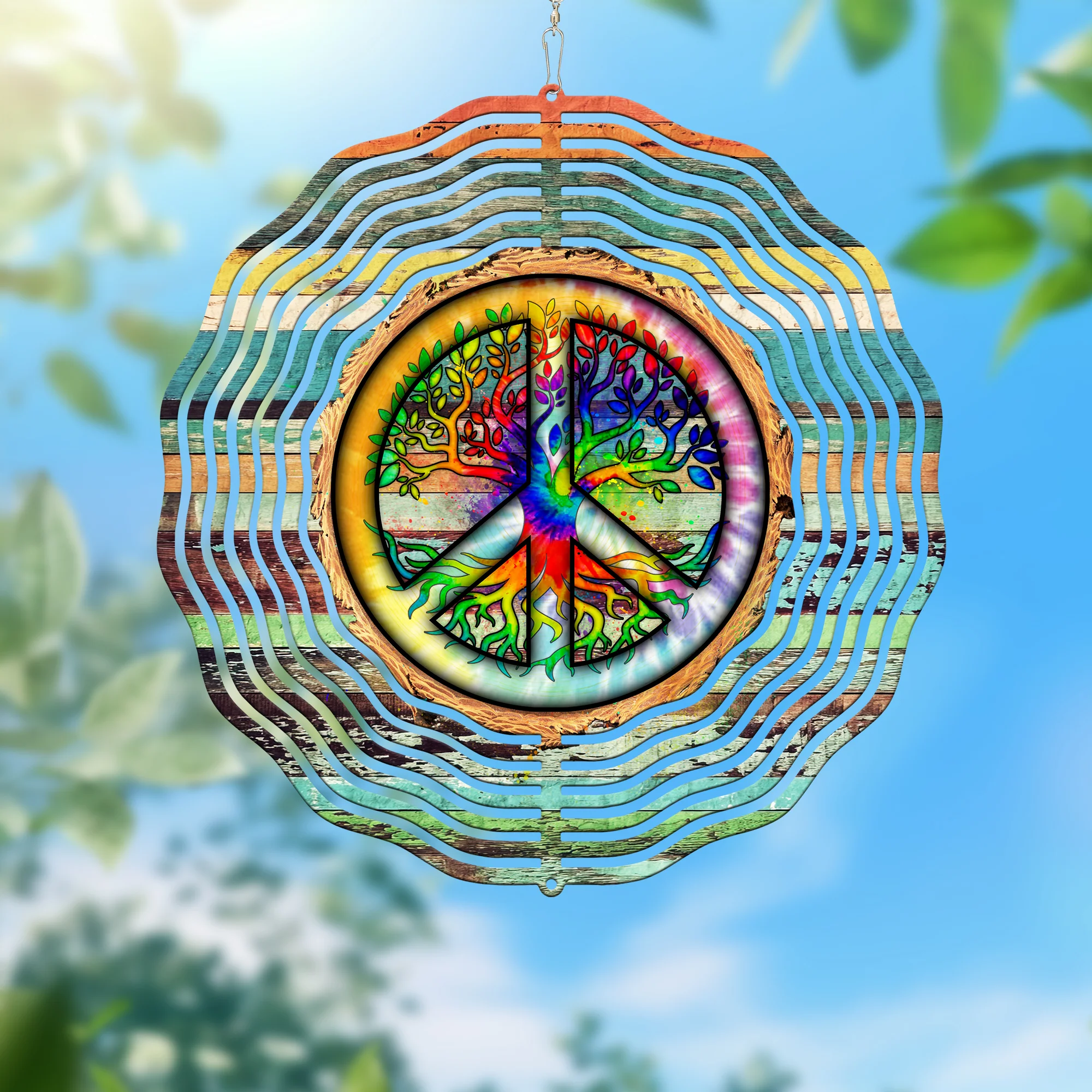 Peace Sign Hippie Tree Of Life Wind Spinner