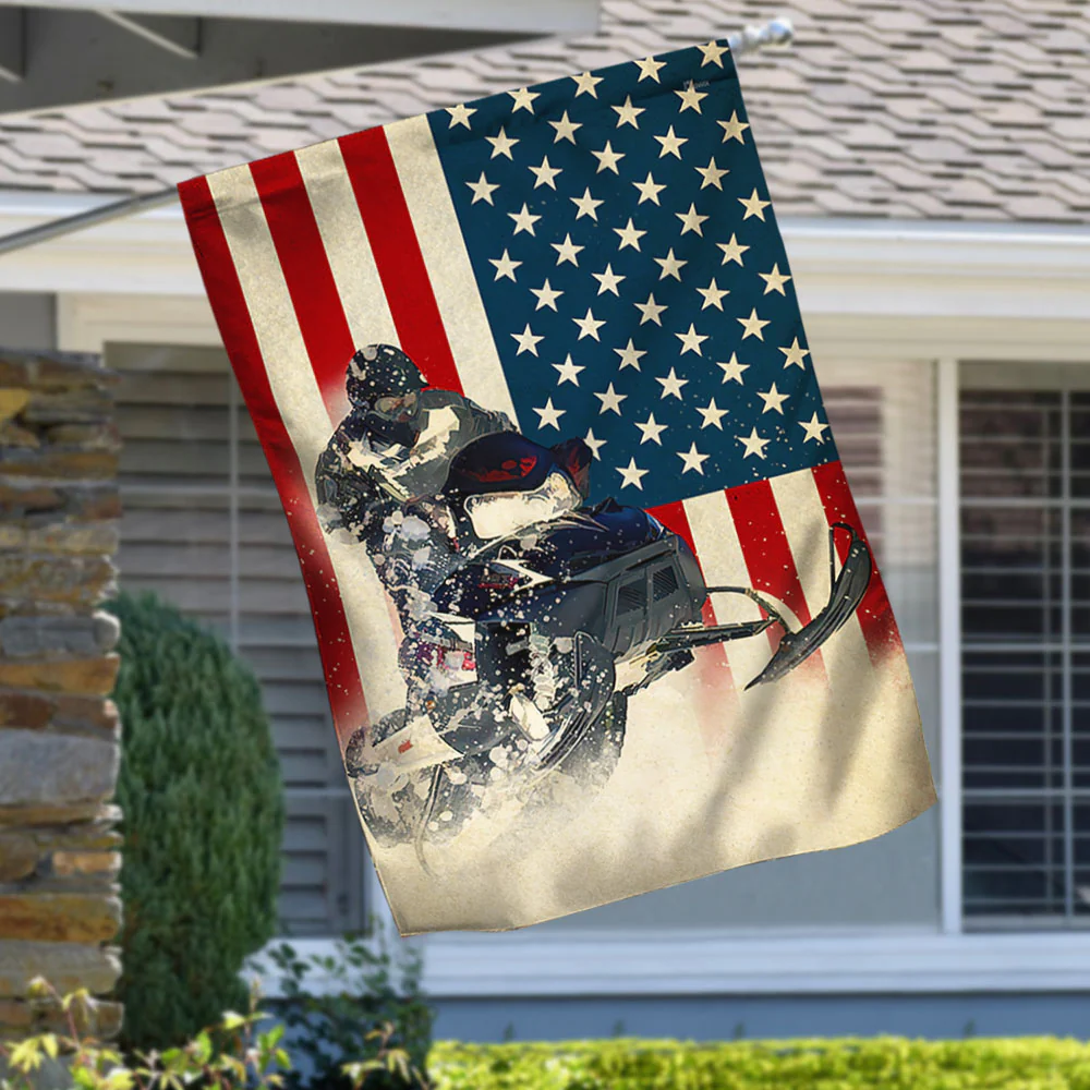Snowmobile American Flag