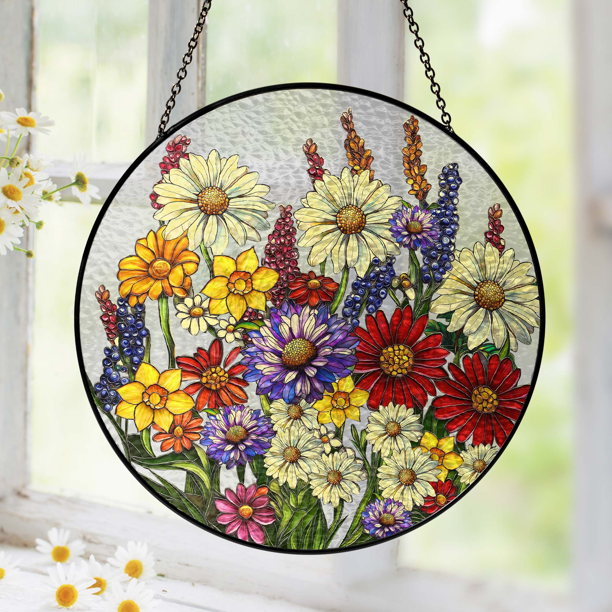 Wildflowers Floral Stained Glass Suncatcher