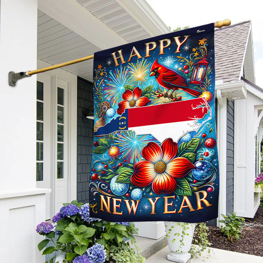 Bimipi  North Carolina Happy New Year Flag