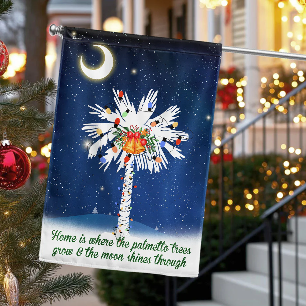 Bimipi South Carolina Christmas Flag – Palmetto Tree & Crescent Moon Holiday Decoration