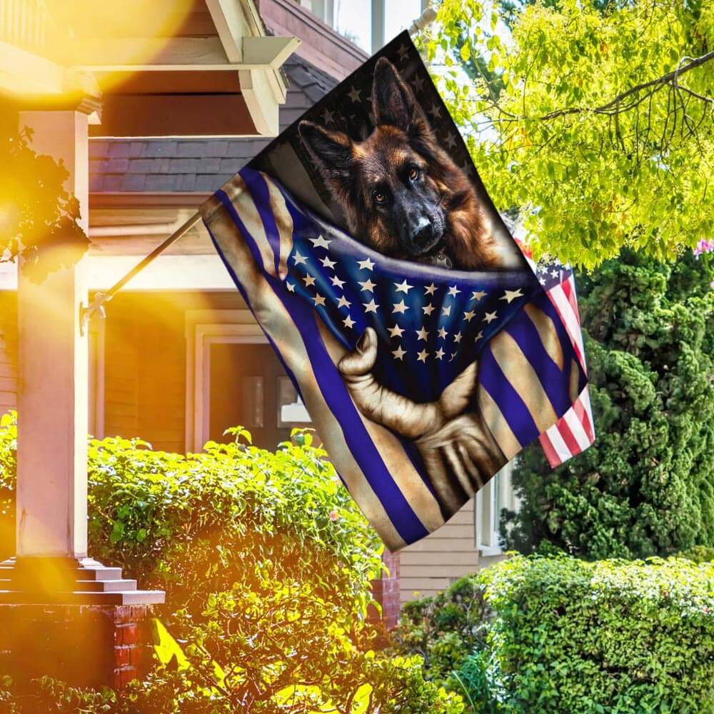 German Shepherd. The Thin Blue Line American Flag