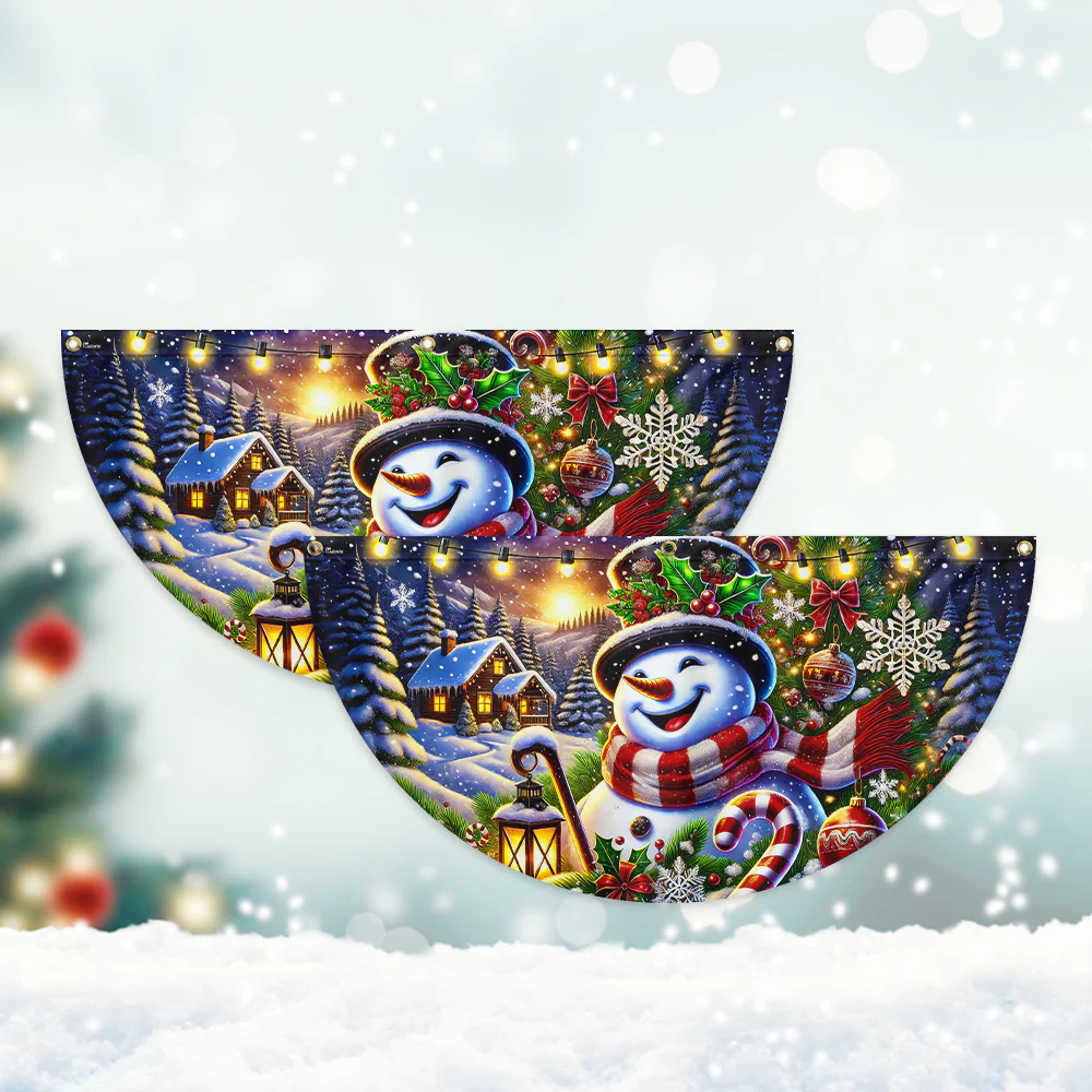 Funny Snowman Merry Christmas Winter Non-Pleated Fan Flag