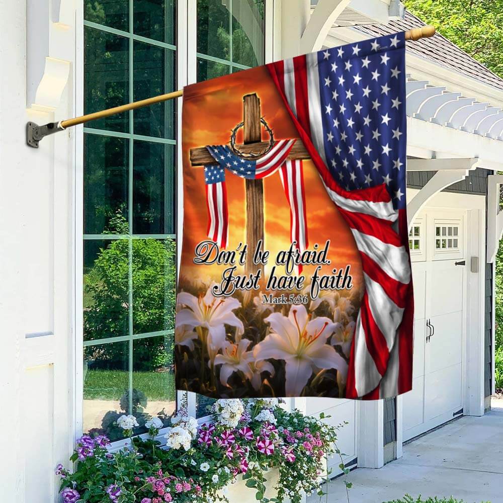 Bimipi American Flag - Just Have Faith The Old Rugged Cross. Christian Cross American Flag TPT926Fn