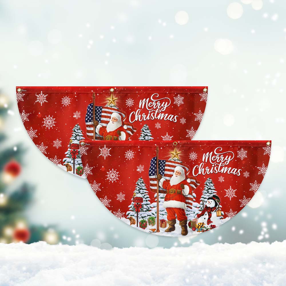 Santa Claus Merry Christmas Non-Pleated Fan Flag